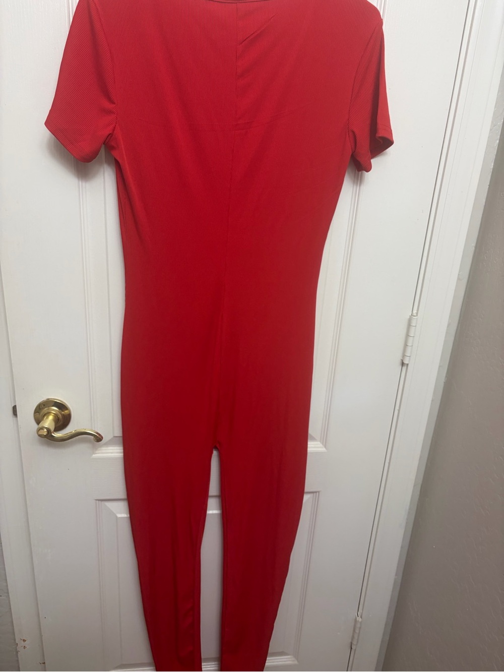 SHEIN Red Short-Sleeve Slim Jumpsuit